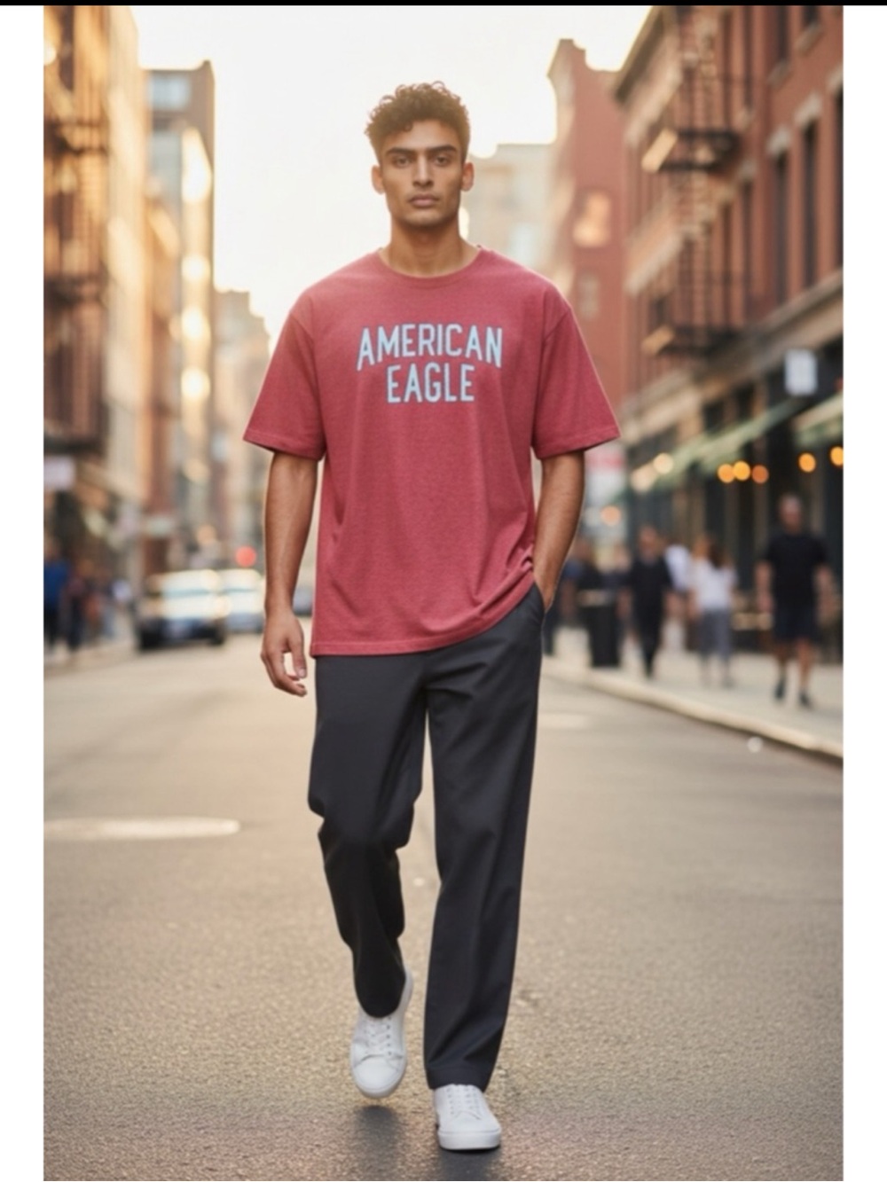 American Eagle Outfitters Red Graphic Short Sleeve Tee